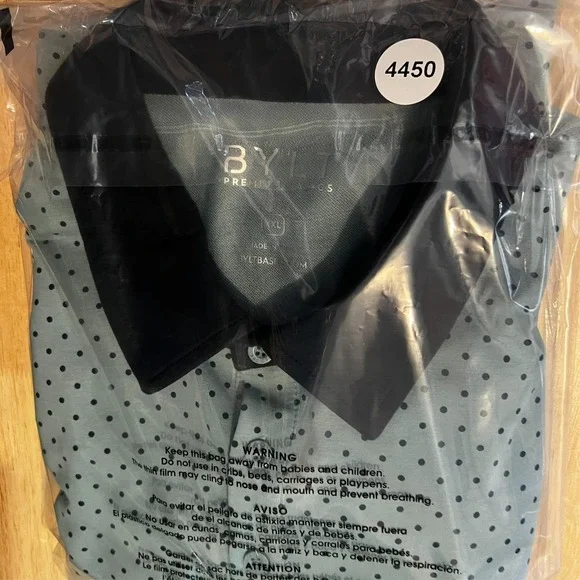 BYLT Polo Shirt Mens Size 2XL Gray Polka Dot Golf Casual Short Sleeve Stretch - Picture 16 of 16